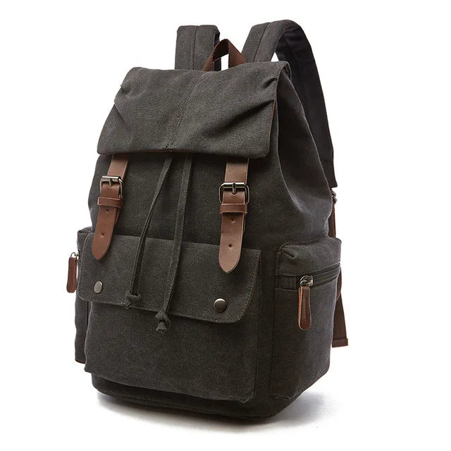 Vintage Canvas Laptop Backpack – Anti-Theft Travel Bag