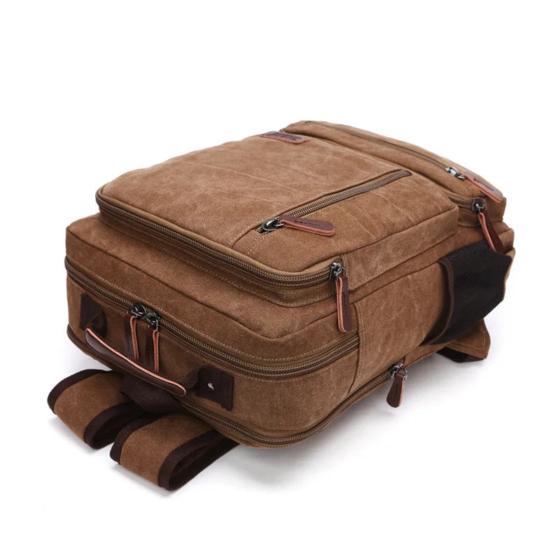 Vintage Canvas Backpack for Men – Large Capacity Laptop Bag
