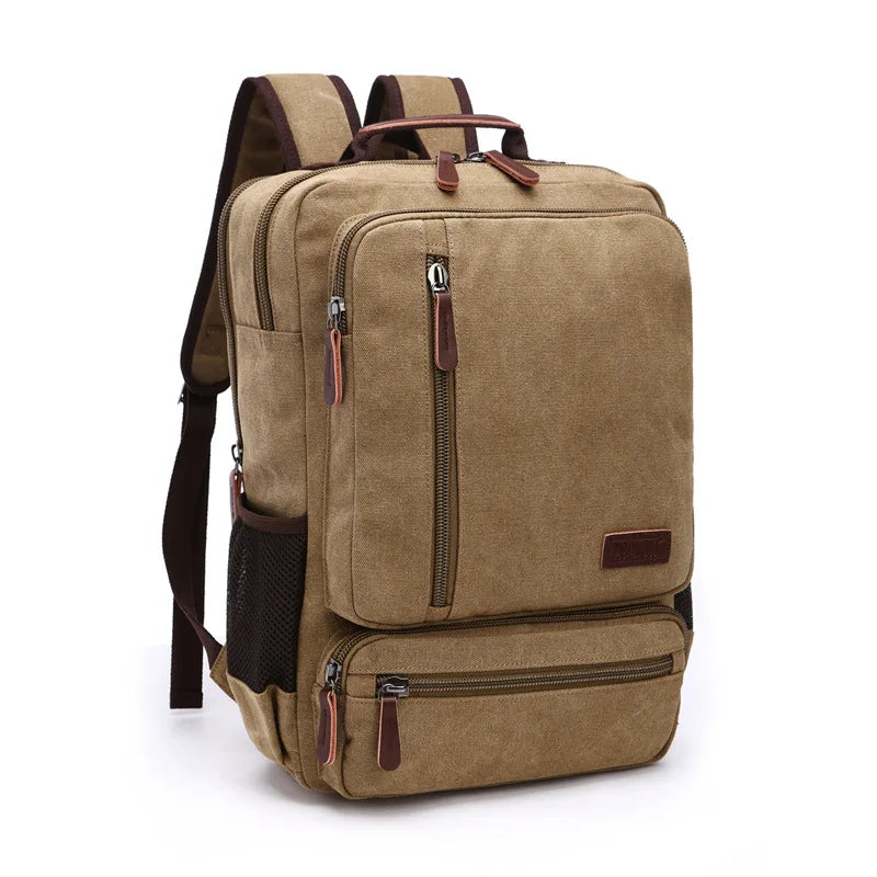Vintage Canvas Backpack for Men – Large Capacity Laptop Bag