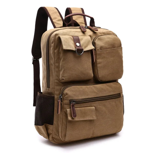 Canvas Laptop Backpack - Vintage School & Work Bag