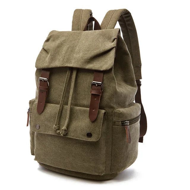Vintage Canvas Laptop Backpack – Anti-Theft Travel Bag