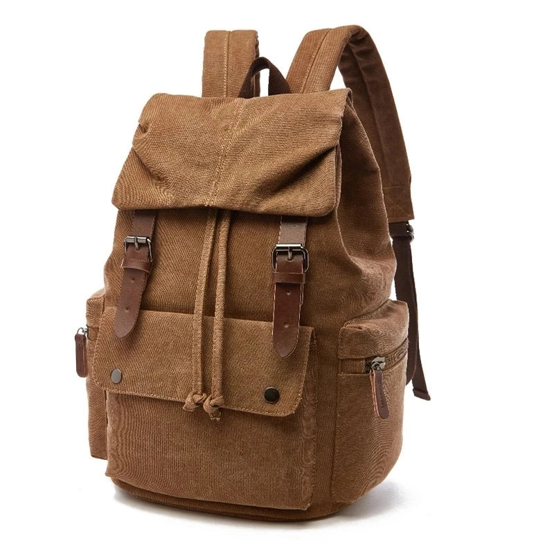 Vintage Canvas Laptop Backpack – Anti-Theft Travel Bag