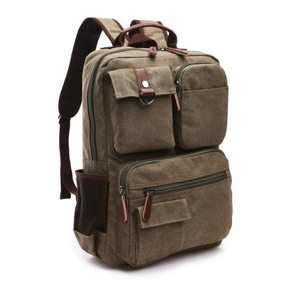 Canvas Laptop Backpack - Vintage School & Work Bag