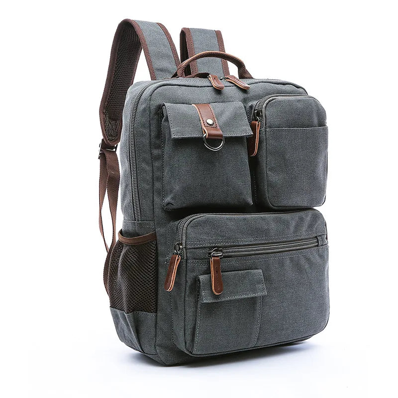 Canvas Laptop Backpack - Vintage School & Work Bag