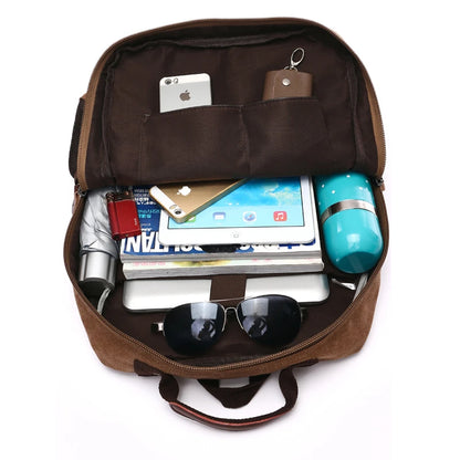 Canvas Laptop Backpack - Vintage School & Work Bag