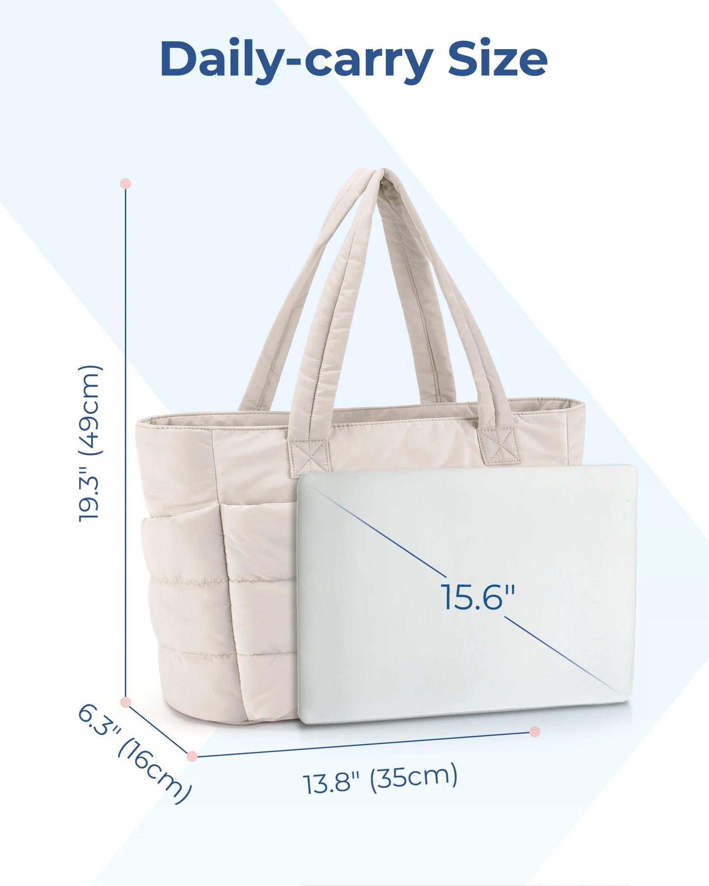 BAGSMART Puffer Tote Bag with Laptop Compartment 15.6" - 20L