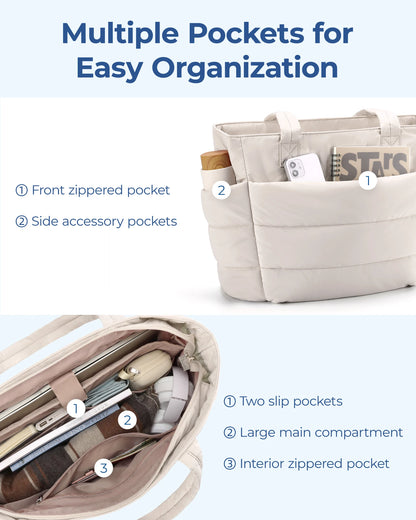 BAGSMART Puffer Tote Bag with Laptop Compartment 15.6" - 20L