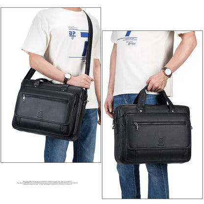 SCHLATUM Genuine Leather Briefcases Hard For Men 16 Inch Office Bussiness Computer Bag Luxury Vintage Handbags