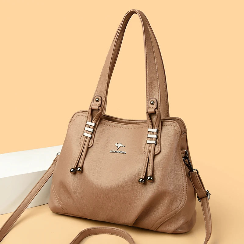 Women's Vintage Soft Leather Shoulder Bag – Large Capacity Handbag