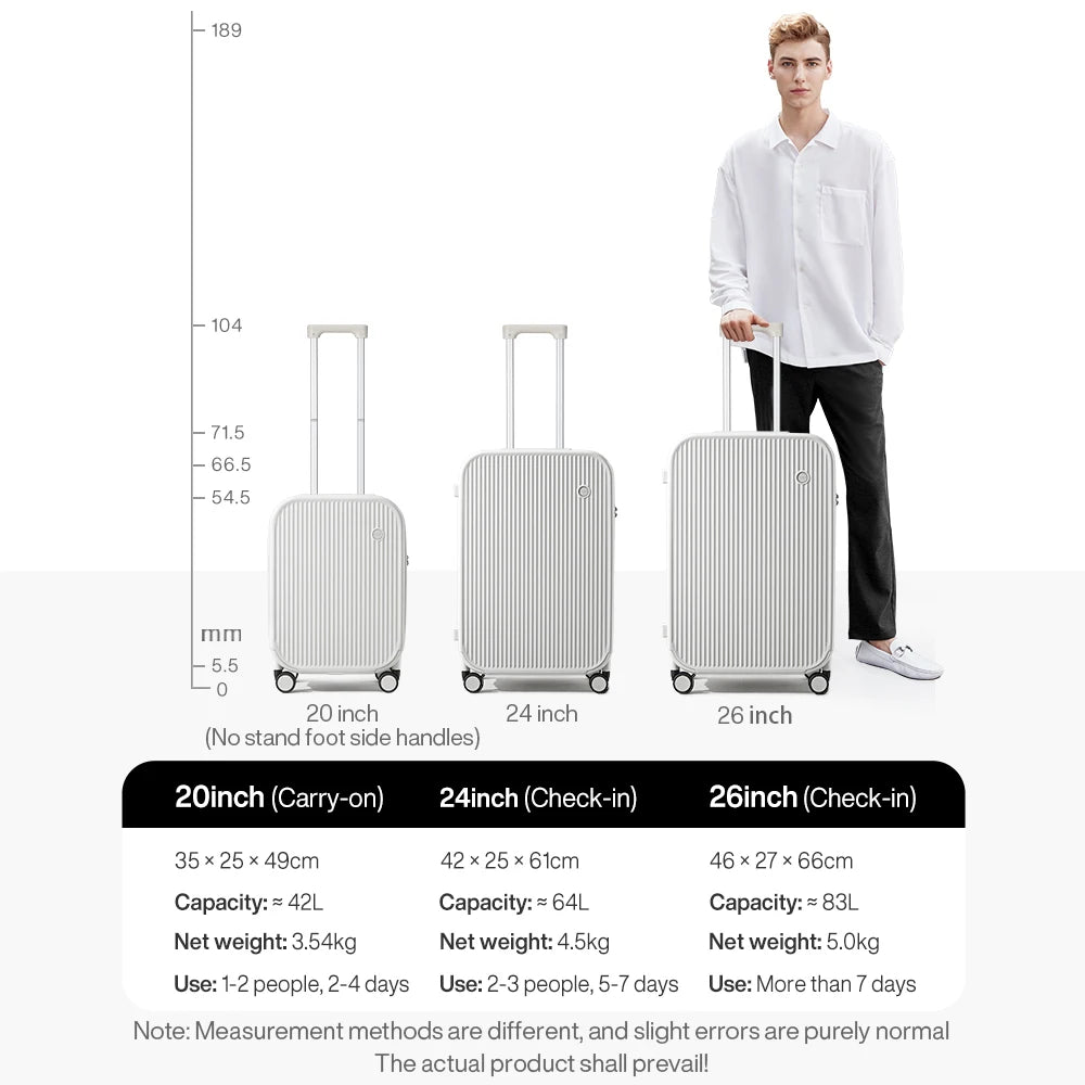 Carry-On Suitcase with Cup & Phone Holder - Hard Shell Spinner Luggage