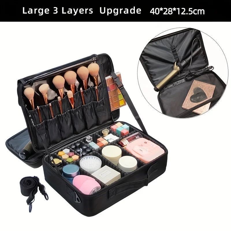 Professional Makeup Organizer Case – Large Travel Cosmetic Bag