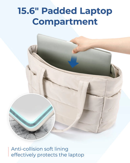 BAGSMART Puffer Tote Bag with Laptop Compartment 15.6" - 20L