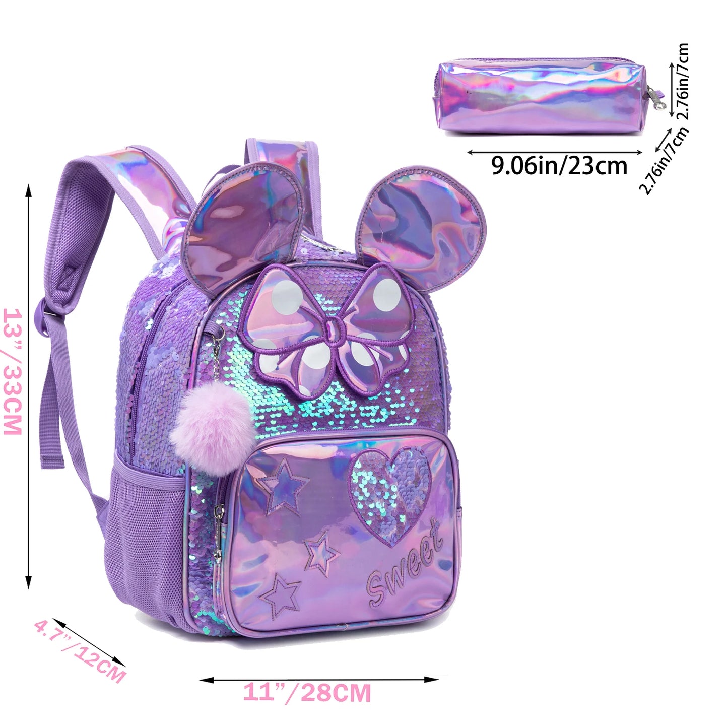 Meetbelity Mini Backpack for Girls Kindergarten Bag Sequins Kindergarten Primary School Bag