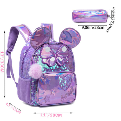 Meetbelity Mini Backpack for Girls Kindergarten Bag Sequins Kindergarten Primary School Bag