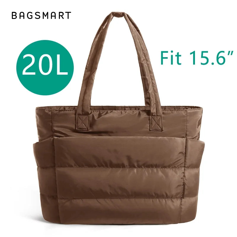 BAGSMART Puffer Tote Bag with Laptop Compartment 15.6" - 20L
