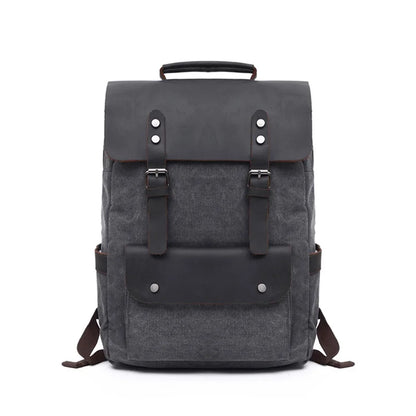 Vintage Canvas Backpack with Leather Trim – College Bookbag
