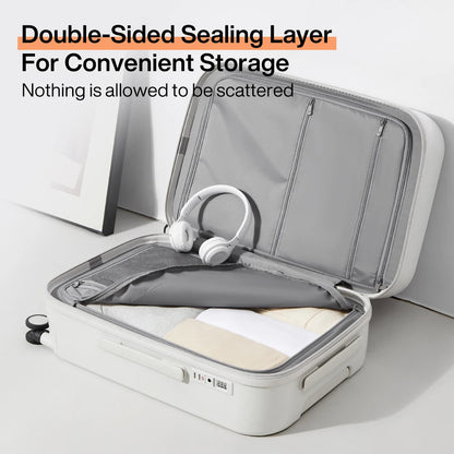 Carry-On Suitcase with Cup & Phone Holder - Hard Shell Spinner Luggage