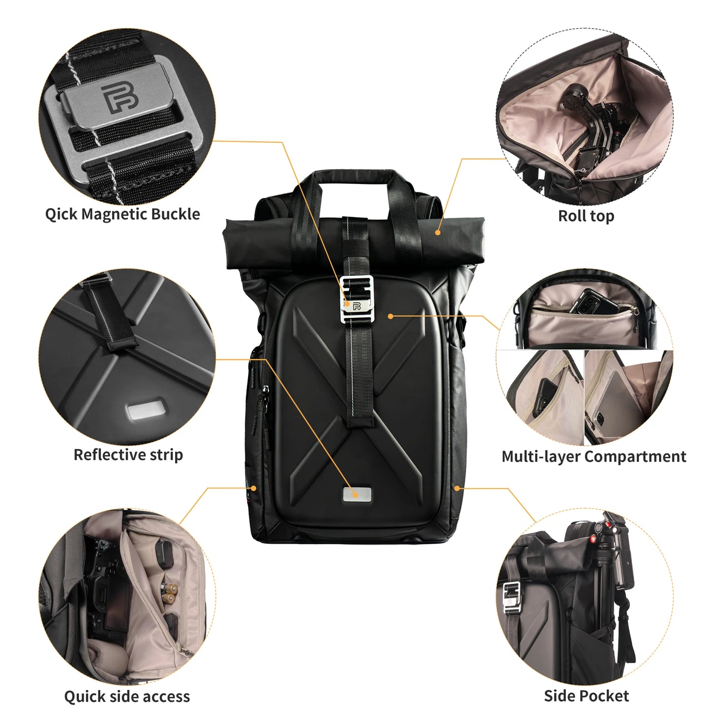 Camera Backpack - Waterproof Hard Shell for DSLR & Drones