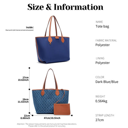 CHCH Women's Tote Bag with Matching Pouch - Large Capacity