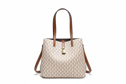 CHCH Leather Crossbody Shoulder Bag with Letter Print - Bucket Style