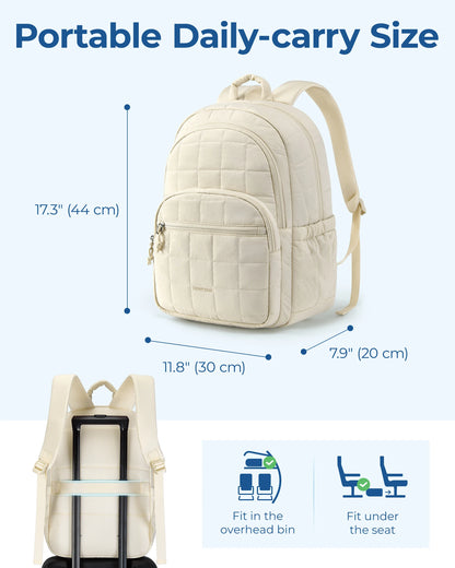 Women's Quilted Laptop Backpack - 15.6" Professional Bag