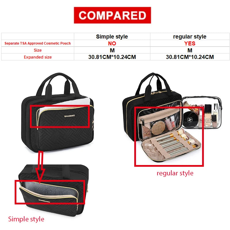 BAGSMART Waterproof Toiletry Bag – Large Travel Makeup Organizer