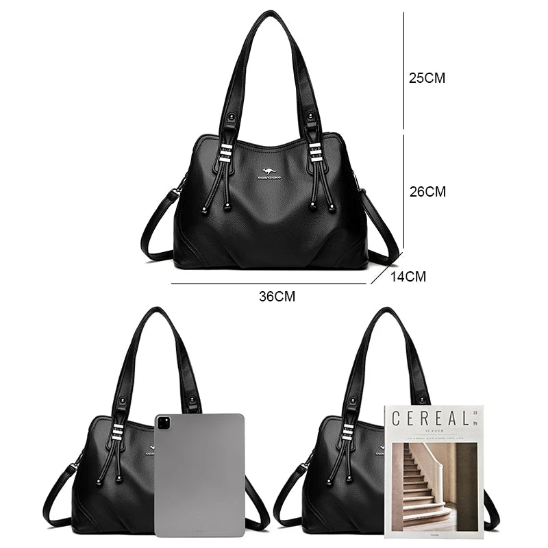 Women's Vintage Soft Leather Shoulder Bag – Large Capacity Handbag