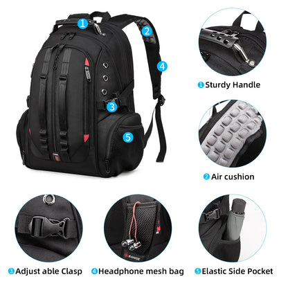 BANGE 40L Laptop Backpack - 17" with USB Charging Port