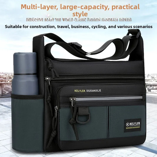 Large Capaci Men's Crossbody Bag Korean Sle Commuter Bag oulder Bag Casual Nylon Material Zipper Closure Faionable
