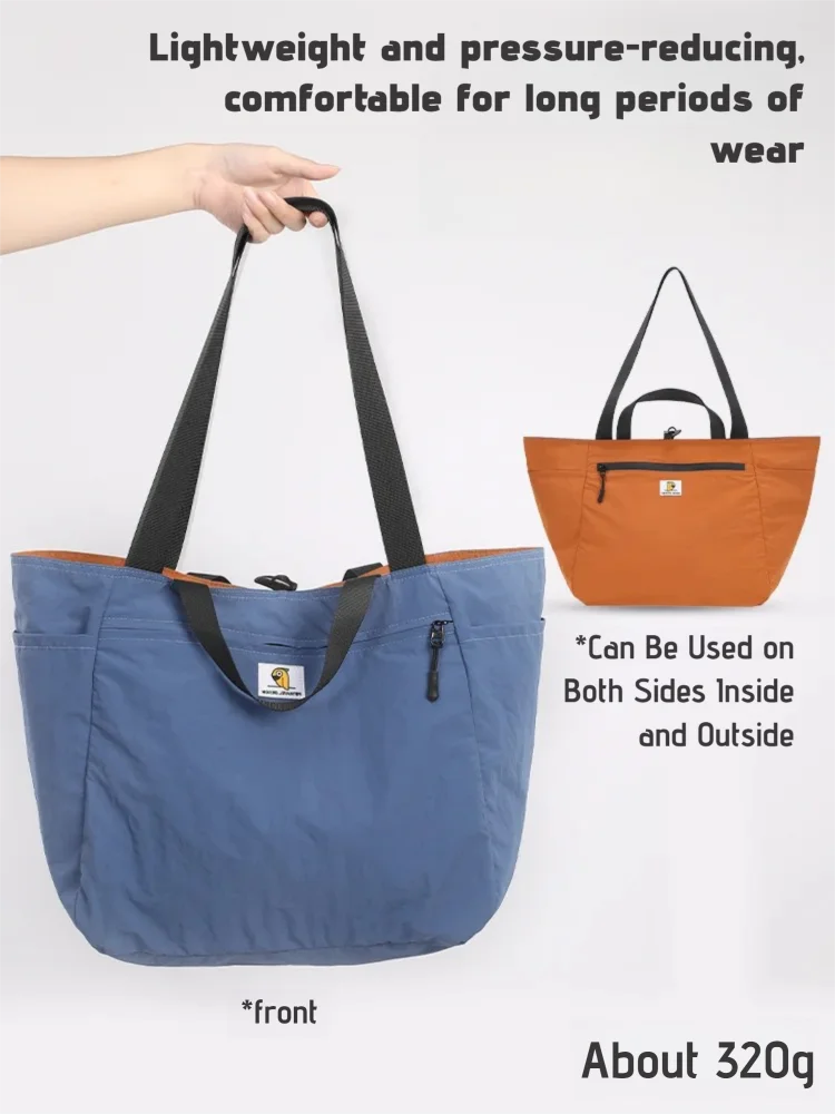 Reversible design showing two color options in one travel tote bag
