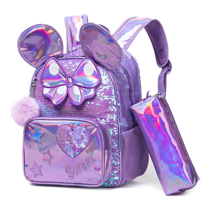 Meetbelity Mini Backpack for Girls Kindergarten Bag Sequins Kindergarten Primary School Bag