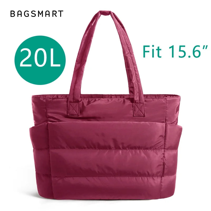 BAGSMART Puffer Tote Bag with Laptop Compartment 15.6" - 20L