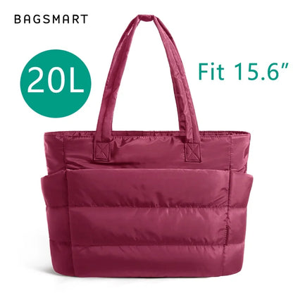 BAGSMART Puffer Tote Bag with Laptop Compartment 15.6" - 20L
