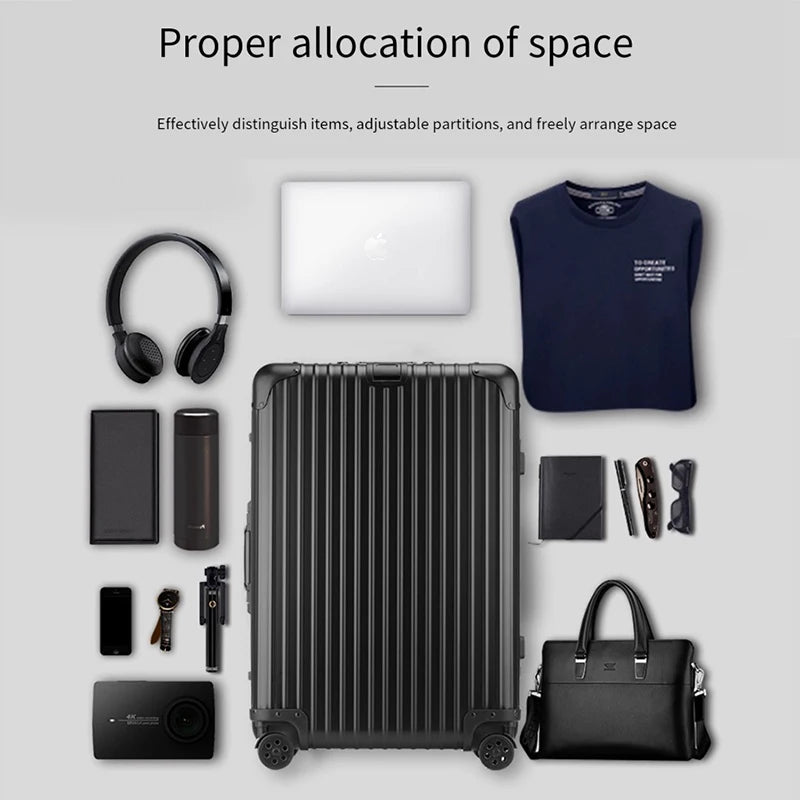 All-aluminum magnesium alloy telescopic suitcase 24-inch luggage business travel case metal combination lock bag 20-inch carry-o