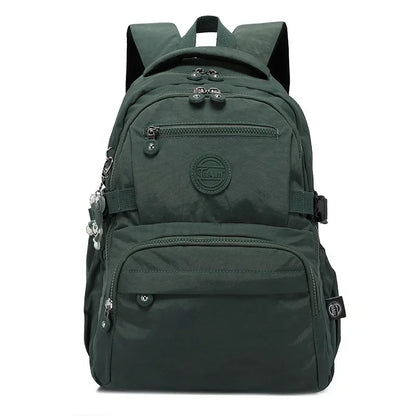 TEGAOTE Nylon A4 Waterproof Women Men School Backpack 15.6'' 14'' Laptop Lightweight Travel Bag Blue Green Black Red Pink M2303
