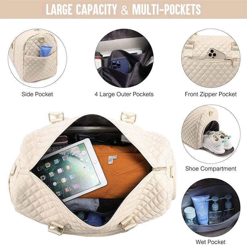Weekender Travel Duffle Bag with Shoe Compartment