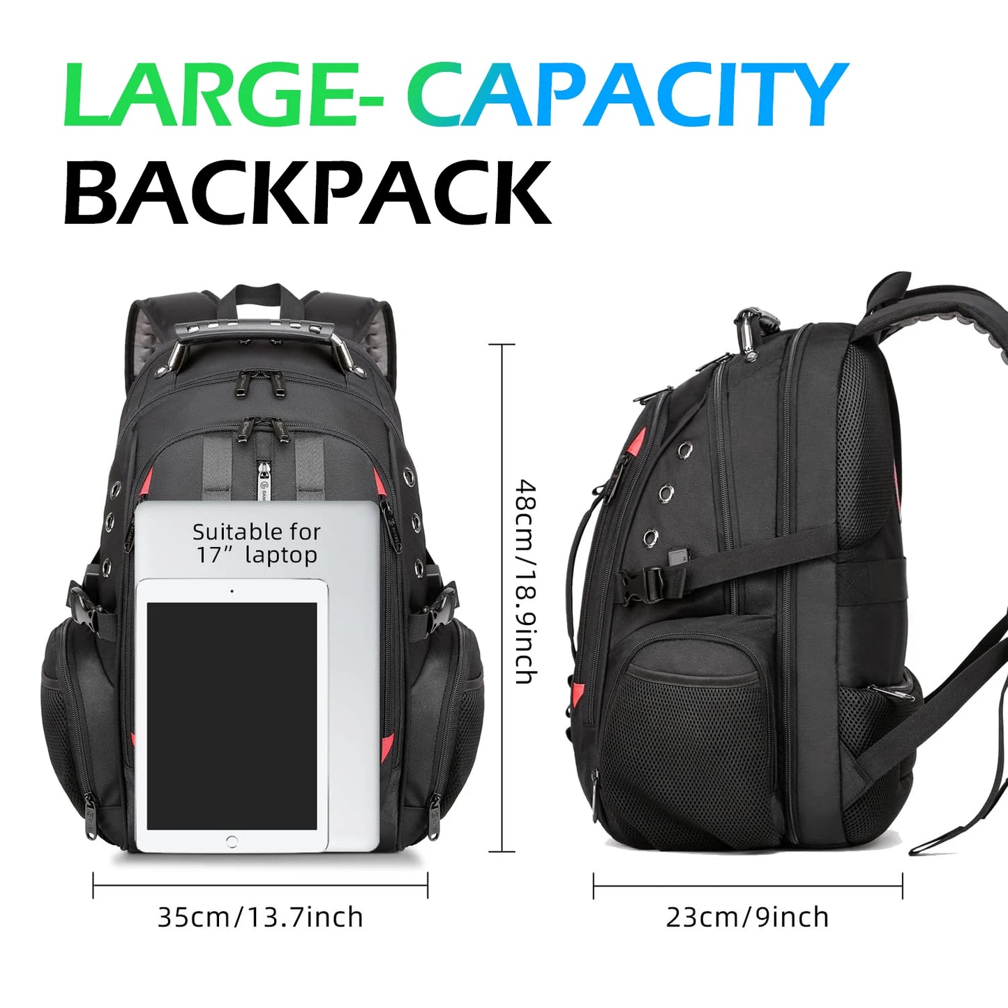 BANGE 40L Laptop Backpack - 17" with USB Charging Port