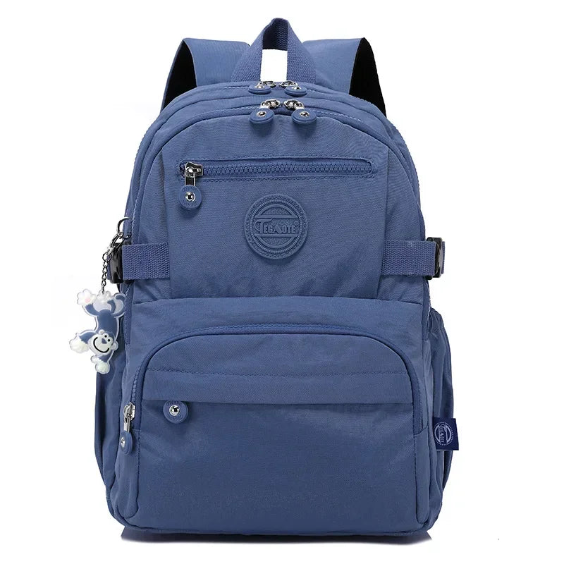 TEGAOTE Nylon A4 Waterproof Women Men School Backpack 15.6'' 14'' Laptop Lightweight Travel Bag Blue Green Black Red Pink M2303