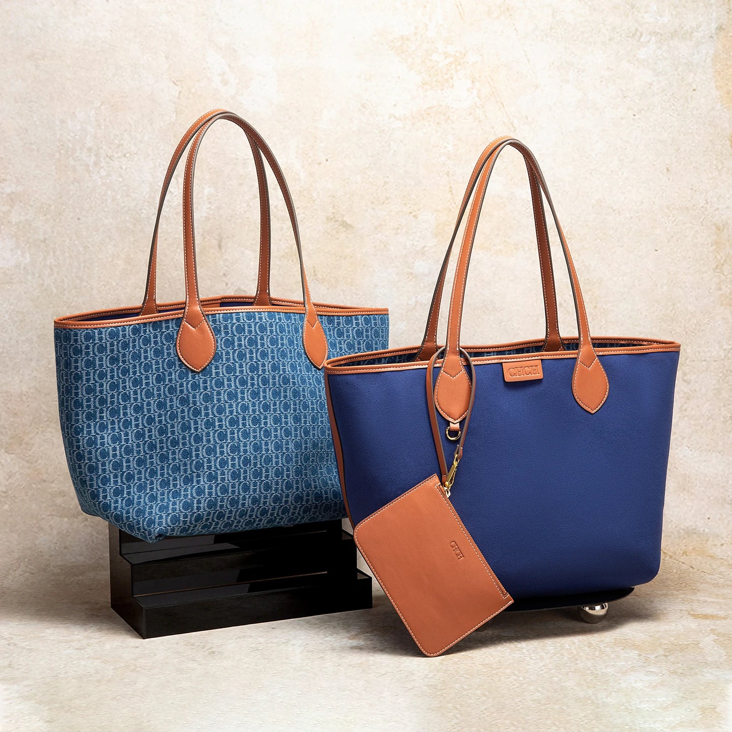 CHCH Women's Tote Bag with Matching Pouch - Large Capacity