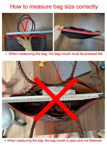 Genuine Leather Woven Tote Bag - Handcrafted Shoulder Bag for Women