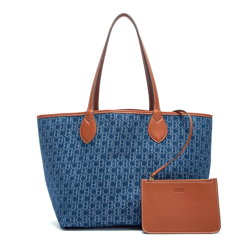 CHCH Women's Tote Bag with Matching Pouch - Large Capacity