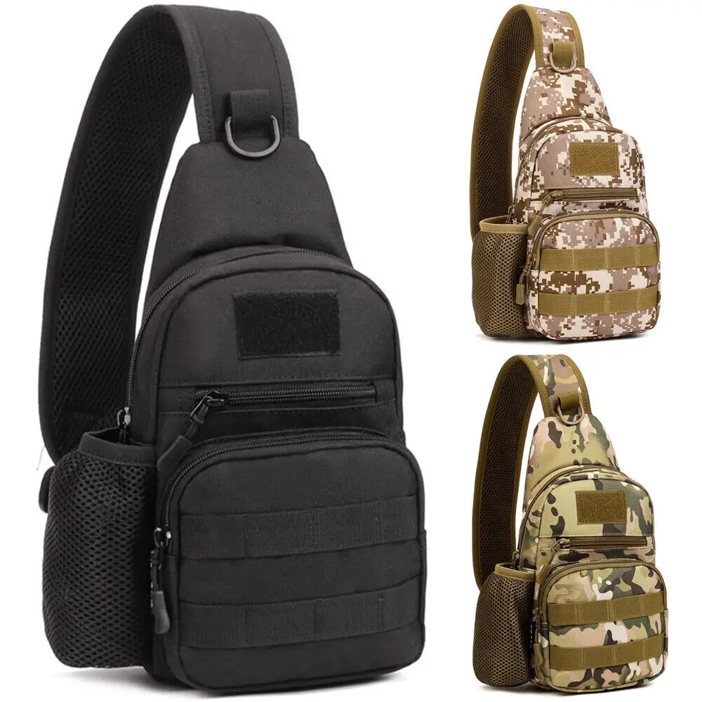 Tactical Sling Bag with Water Bottle Holder – Crossbody Chest Pack