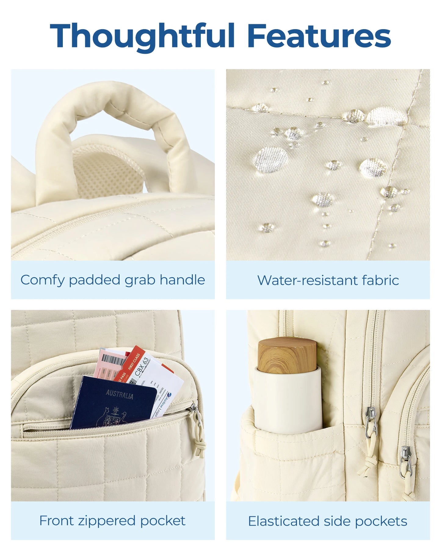 Women's Quilted Laptop Backpack - 15.6" Professional Bag
