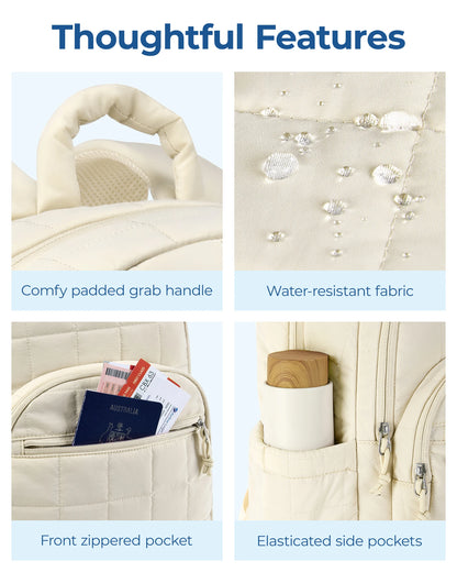 Women's Quilted Laptop Backpack - 15.6" Professional Bag