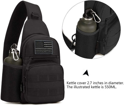 Tactical Sling Bag with Water Bottle Holder – Crossbody Chest Pack
