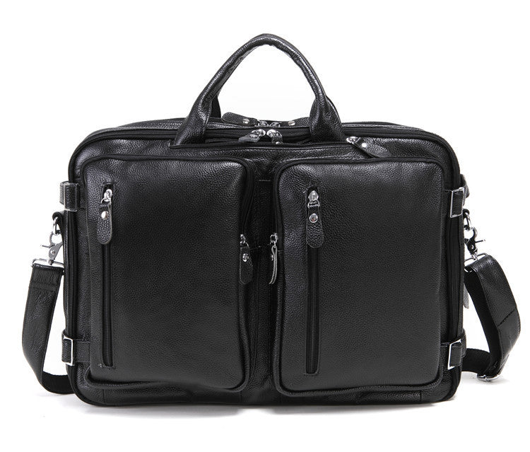 Premium Leather Men's Briefcase - Large Capacity Work Bag