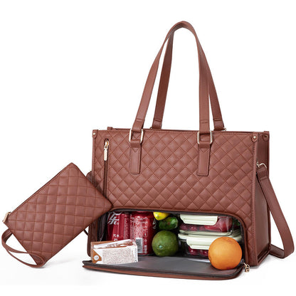 2-in-1 Quilted Laptop & Lunch Tote with Wallet