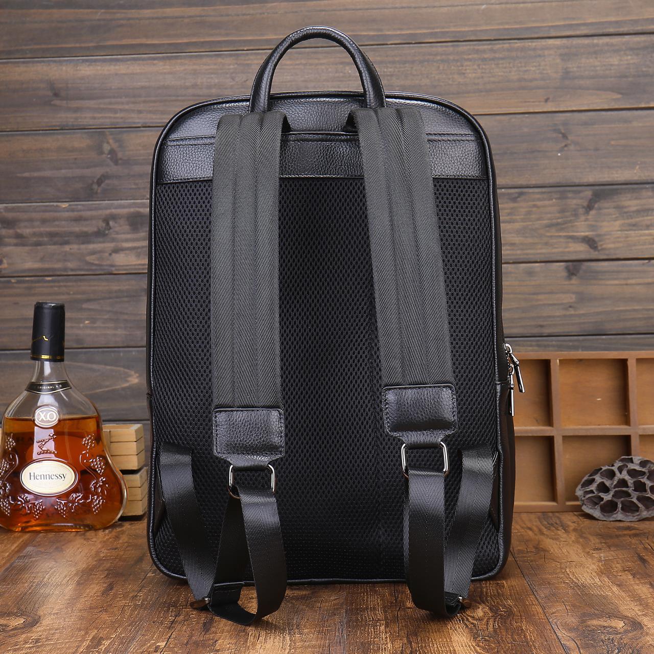 Men's Genuine Leather Business Backpack - Anti-Theft Commuter Bag