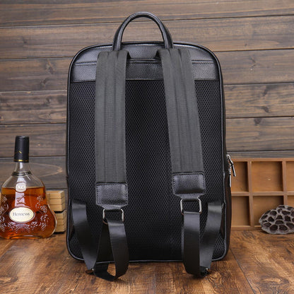 Men's Genuine Leather Business Backpack - Anti-Theft Commuter Bag