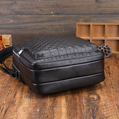 Men's Genuine Leather Business Backpack - Anti-Theft Commuter Bag
